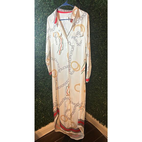 Chain Link Oversized Maxi Shirt Dress - Size L - NWT - Picture 2 of 7